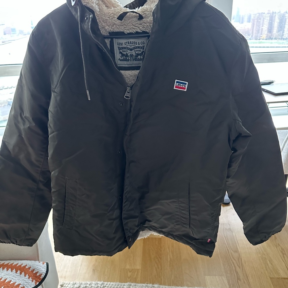 Levi's Men's Dark Gray Green Puffer Jacket
